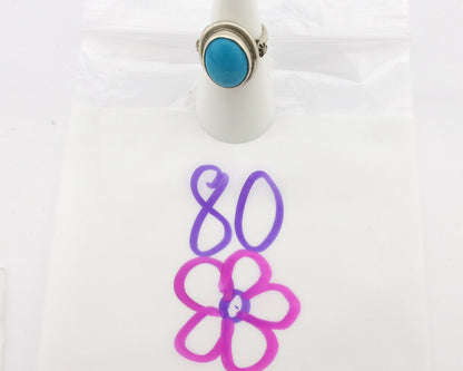 Navajo Ring .925 Silver Natural Blue Turquoise Native American Artist C.1980's