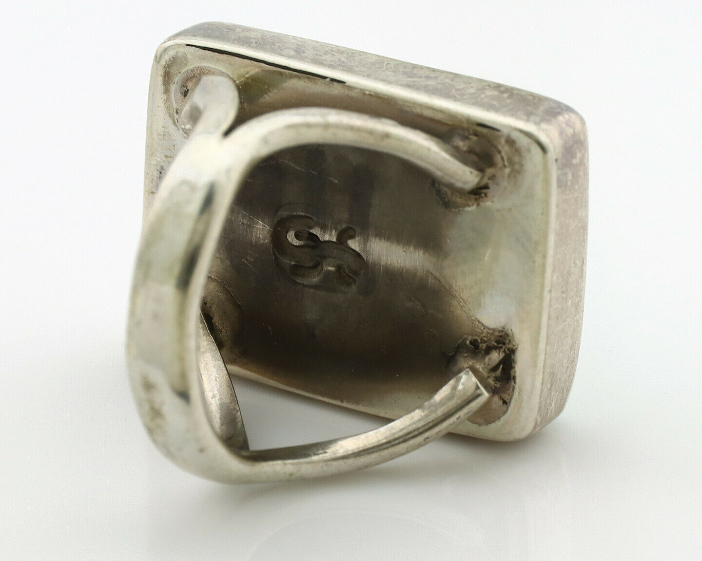 Navajo Ring .925 Silver Kingman Turquoise Artist Signed Gecko C.80's