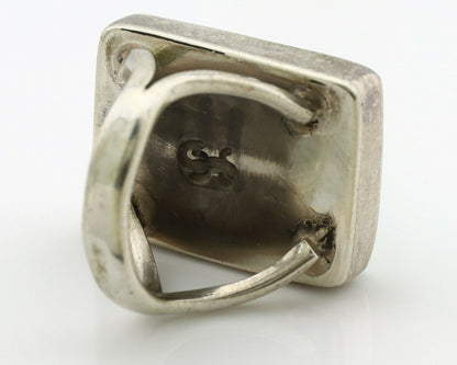 Navajo Ring .925 Silver Kingman Turquoise Artist Signed Gecko C.80's