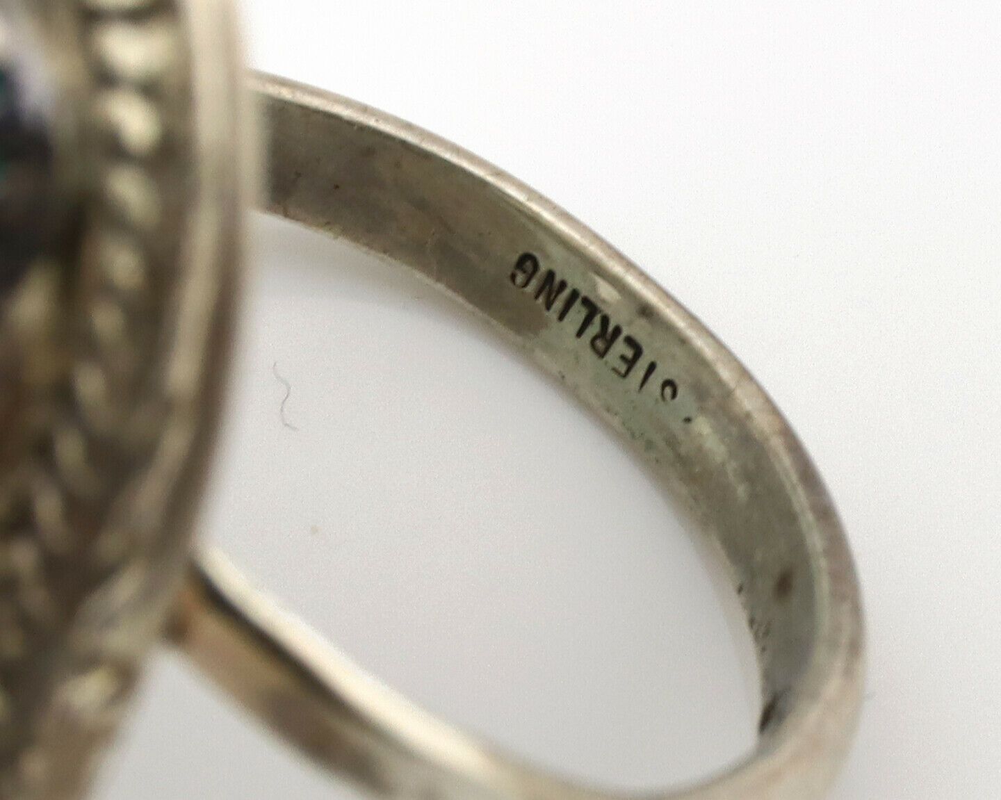 Navajo Ring .925 Silver Nevada Turquoise Native American Artist C.1980's