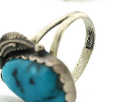 Navajo Ring .925 Silver Natural Blue Mined Southwest Turquoise Native Artist C80