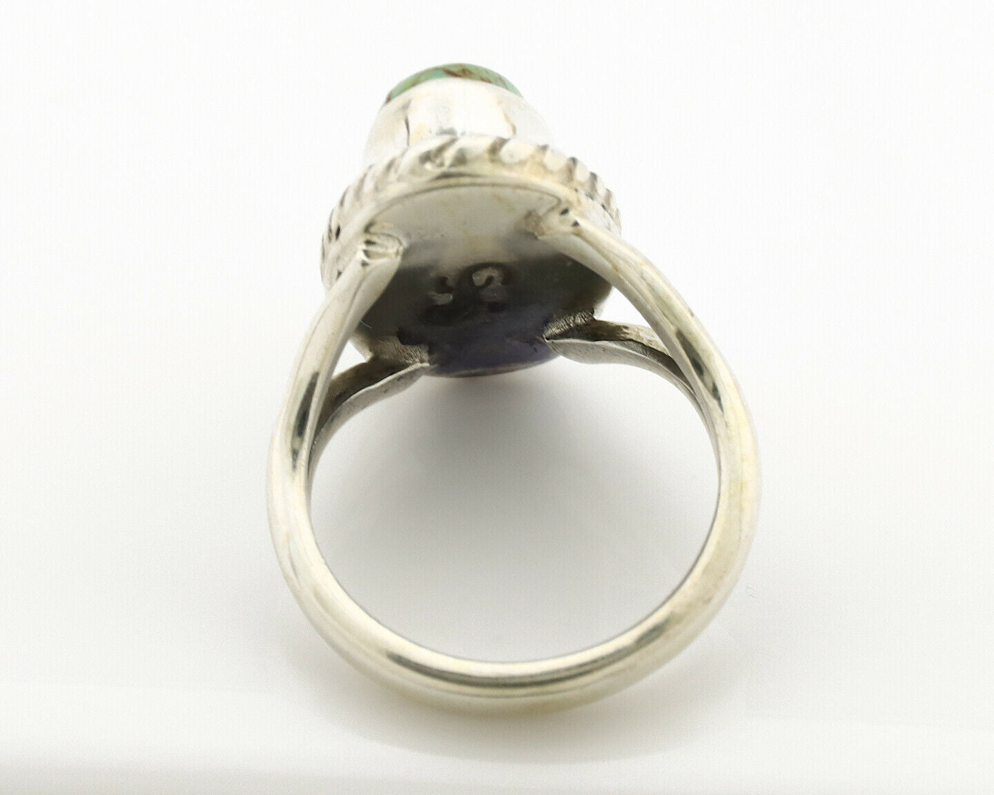 Navajo Ring .925 Silver Natural Mined Turquoise Artist Signed Gecko C.80's