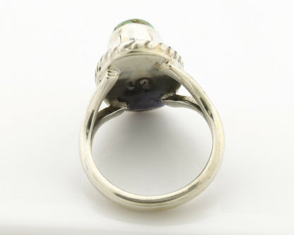 Navajo Ring .925 Silver Natural Mined Turquoise Artist Signed Gecko C.80's