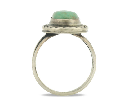 Navajo Ring .925 Silver Natural Turquoise Artist Signed Native American C.80's