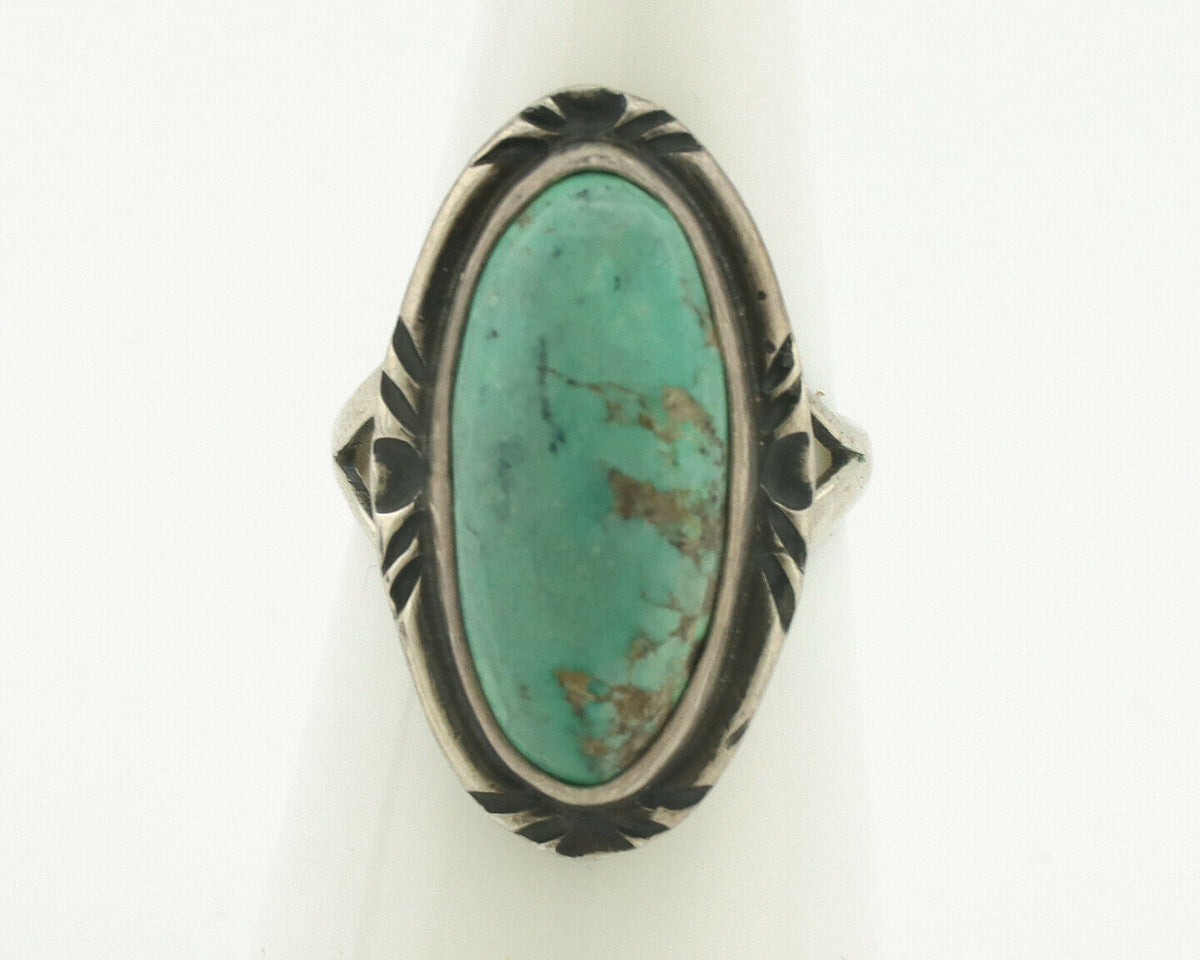 Navajo Ring .925 Silver Natural Turquoise Artist Signed Native American C.80's