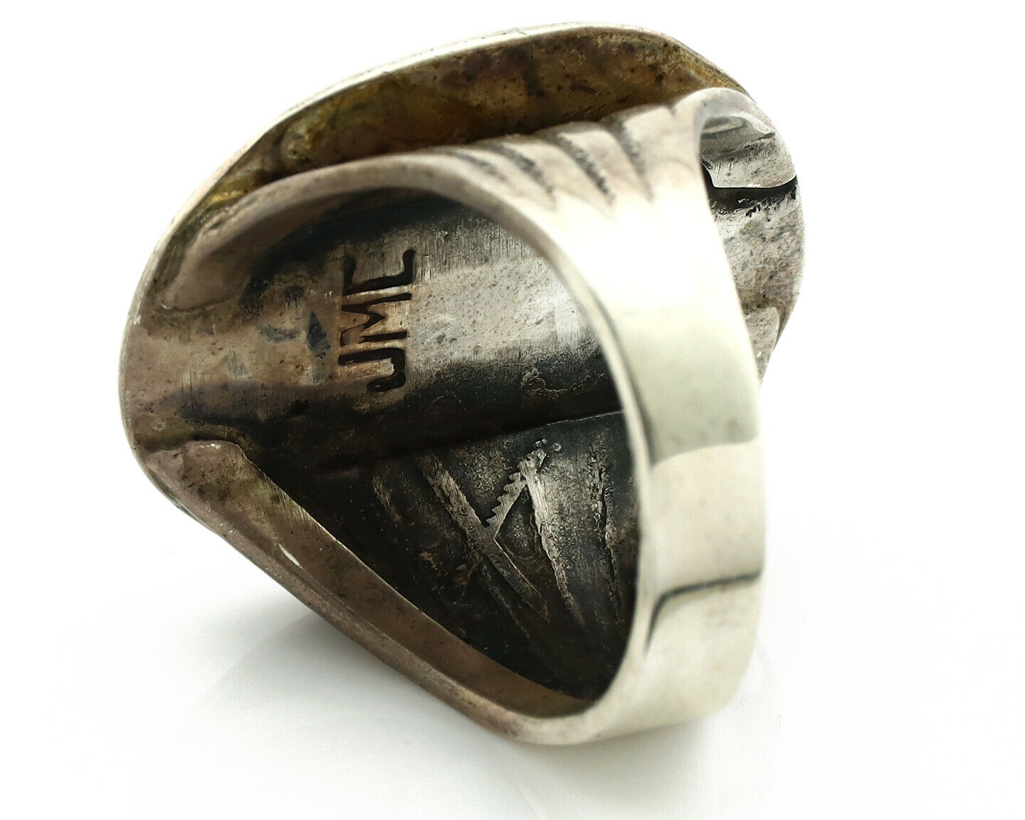 Navajo Ring .925 Silver Blue Turquoise Artist Signed JMC C.80's