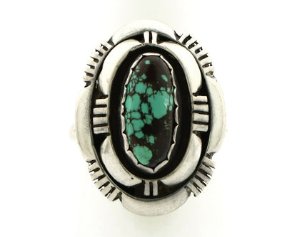 Navajo Ring .925 Silver Spiderweb Turquoise Artist Signed L. M. Nez C80s