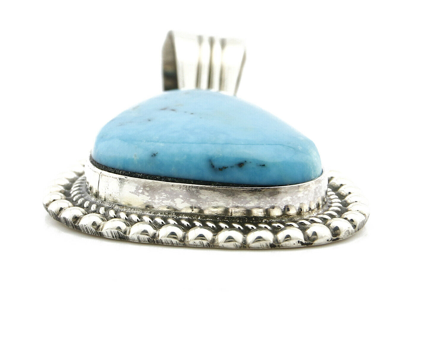 Navajo Pendant .925 Silver Kingman Turquoise Signed Artist LT Begay C.80's