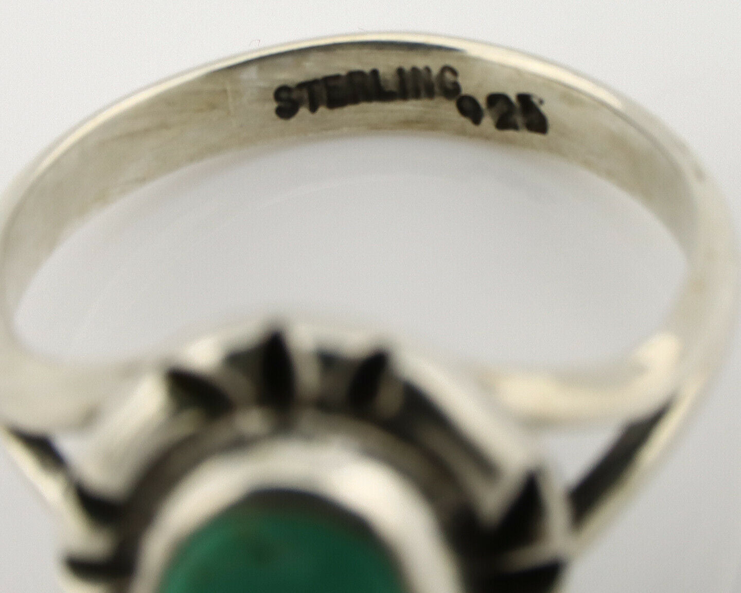 Navajo Ring .925 Silver Kingman Turquoise Artist Signed Gecko C.90's