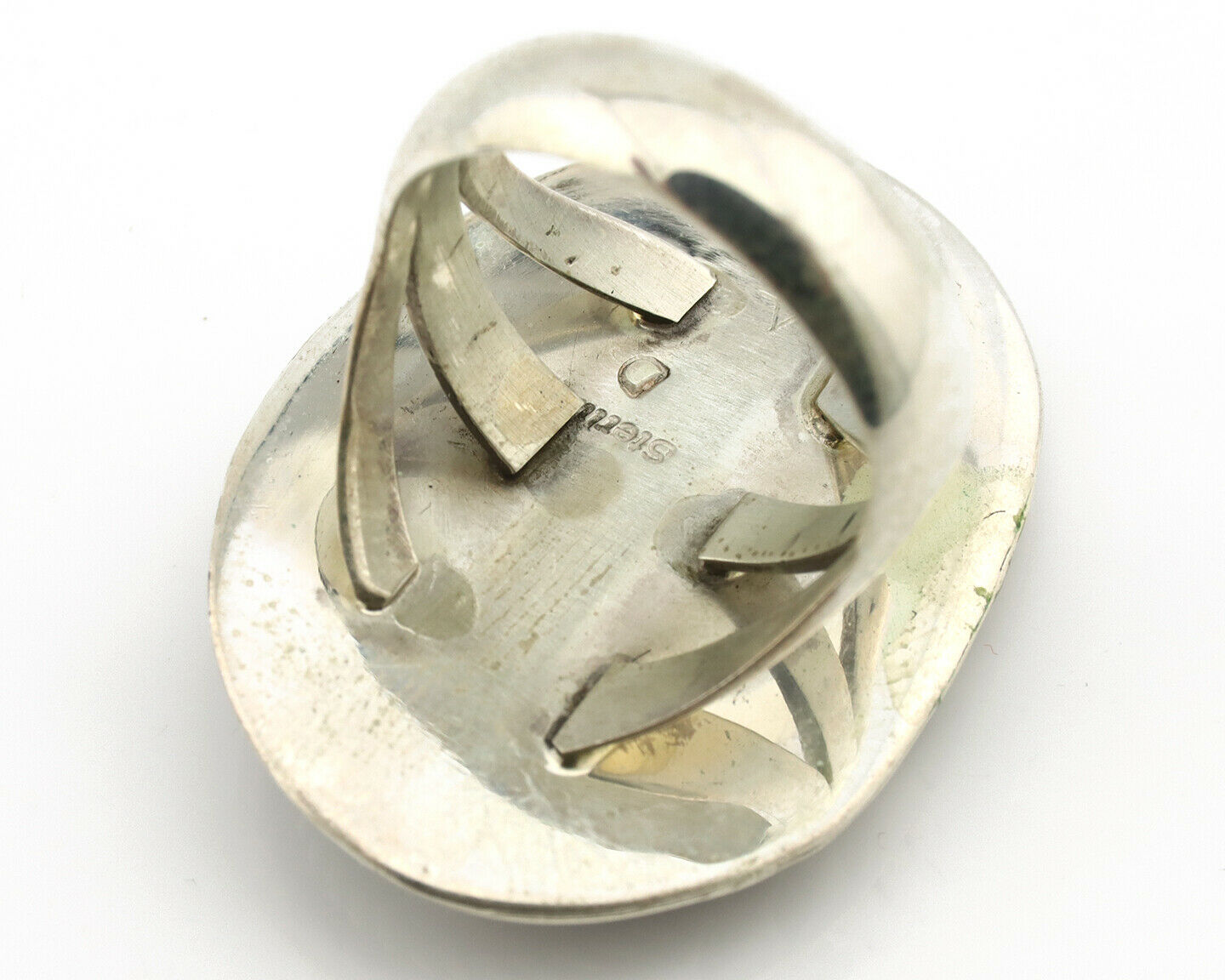 Navajo Ring .925 Silver Black & Blue Turquoise Artist Signed D C.80's
