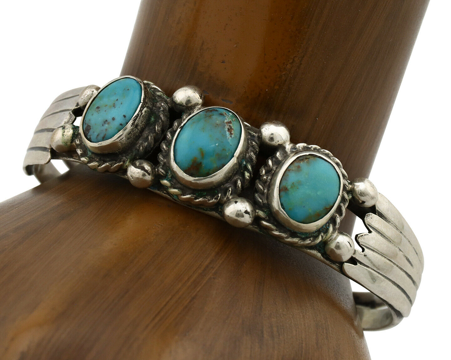 Navajo Bracelet .925 Silver Arizona Turquoise Artist Signed C Montoya Circa 80's