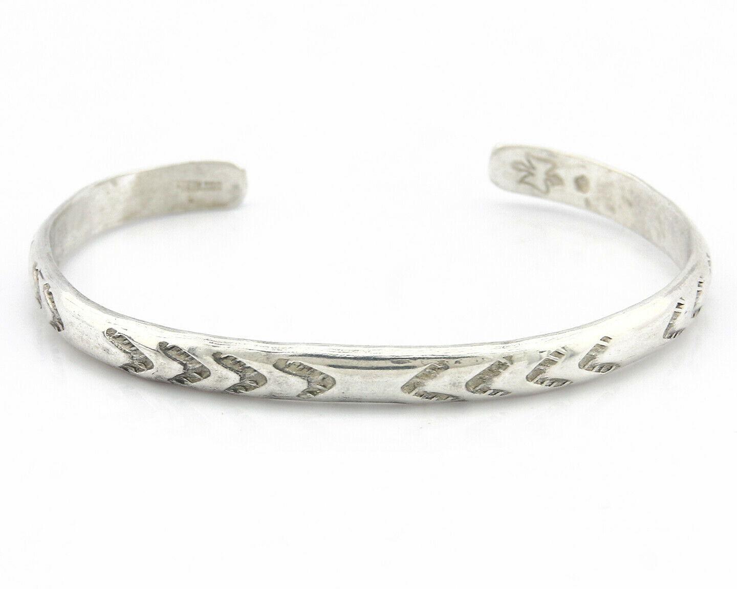 Navajo Bracelet .925 Silver Hand Stamped Arrow Head Artist Montoya C.80's