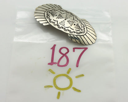 Navajo Hair Clip Barrette .925 Silver Hand Stamped Artist Signed C Montoya C80s