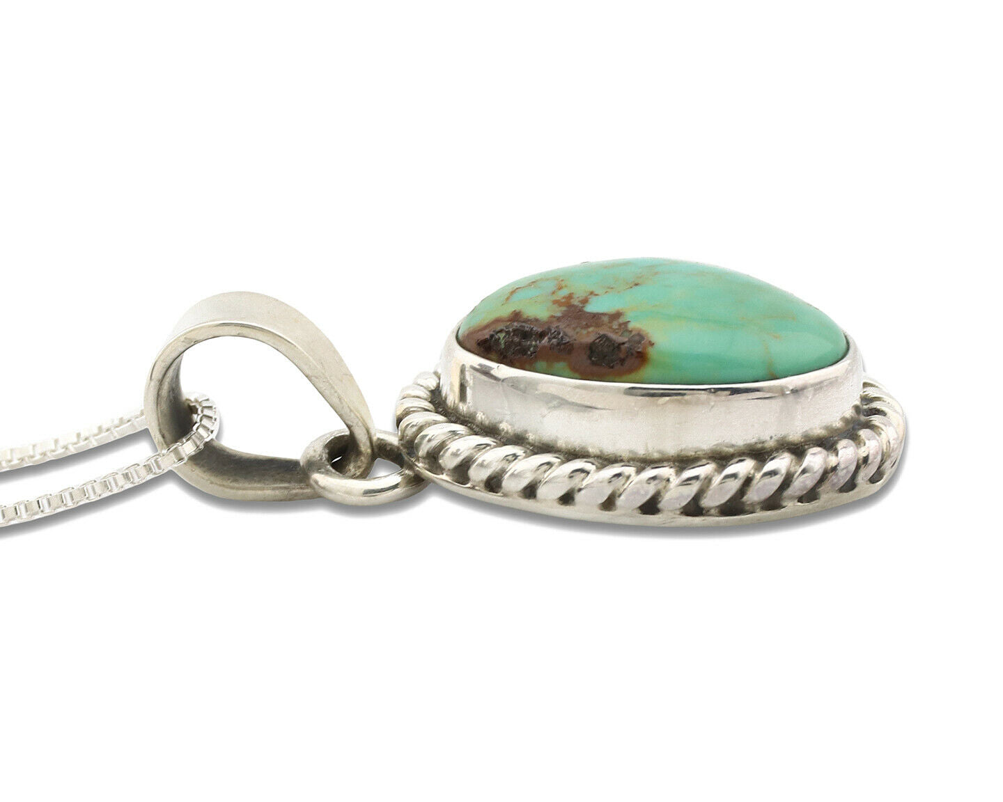 Navajo Necklace .925 Silver Kingman Turquoise Signed Gecko C.80's