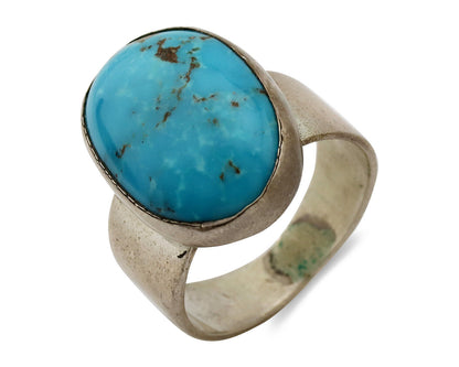 Navajo Ring .925 Silver Blue Turquoise Artist Signed C Montoya C.80's