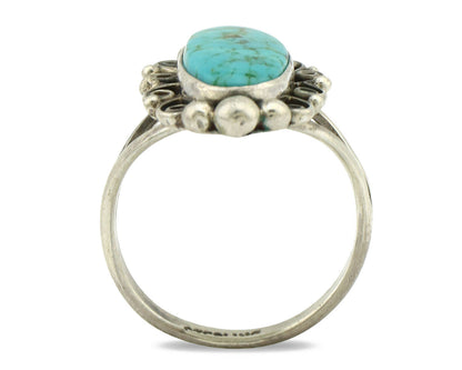 Navajo Ring .925 Silver Spiderweb Turquoise Native American Artist C.80's