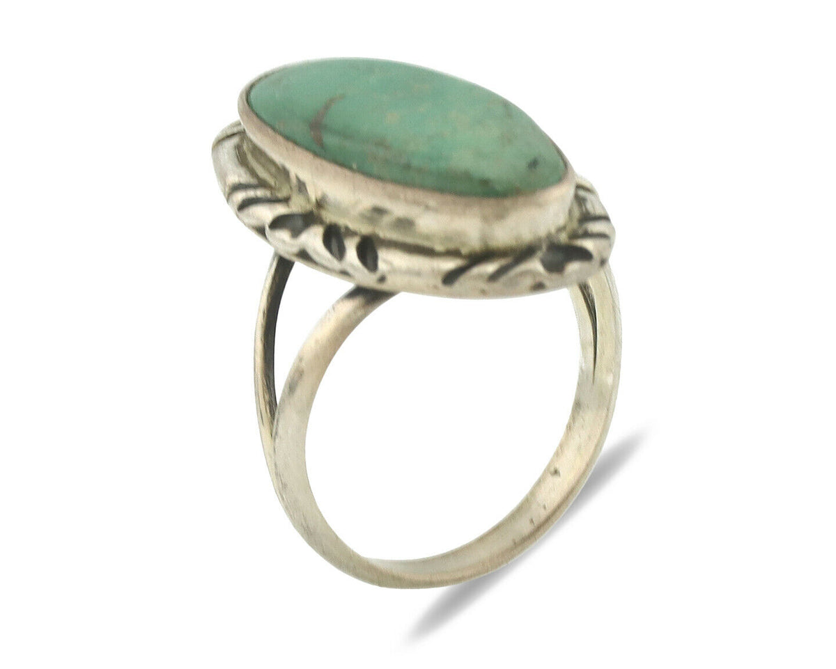 Navajo Ring .925 Silver Natural Turquoise Artist Signed Native American C.80's