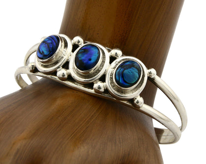 Navajo Bracelet .925 Silver Natural Mother of Pearl Handmade Native Artist C80's
