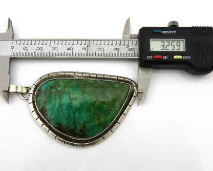 Navajo Pendant .925 Silver Natural Slab Turquoise Native Artist C.80's