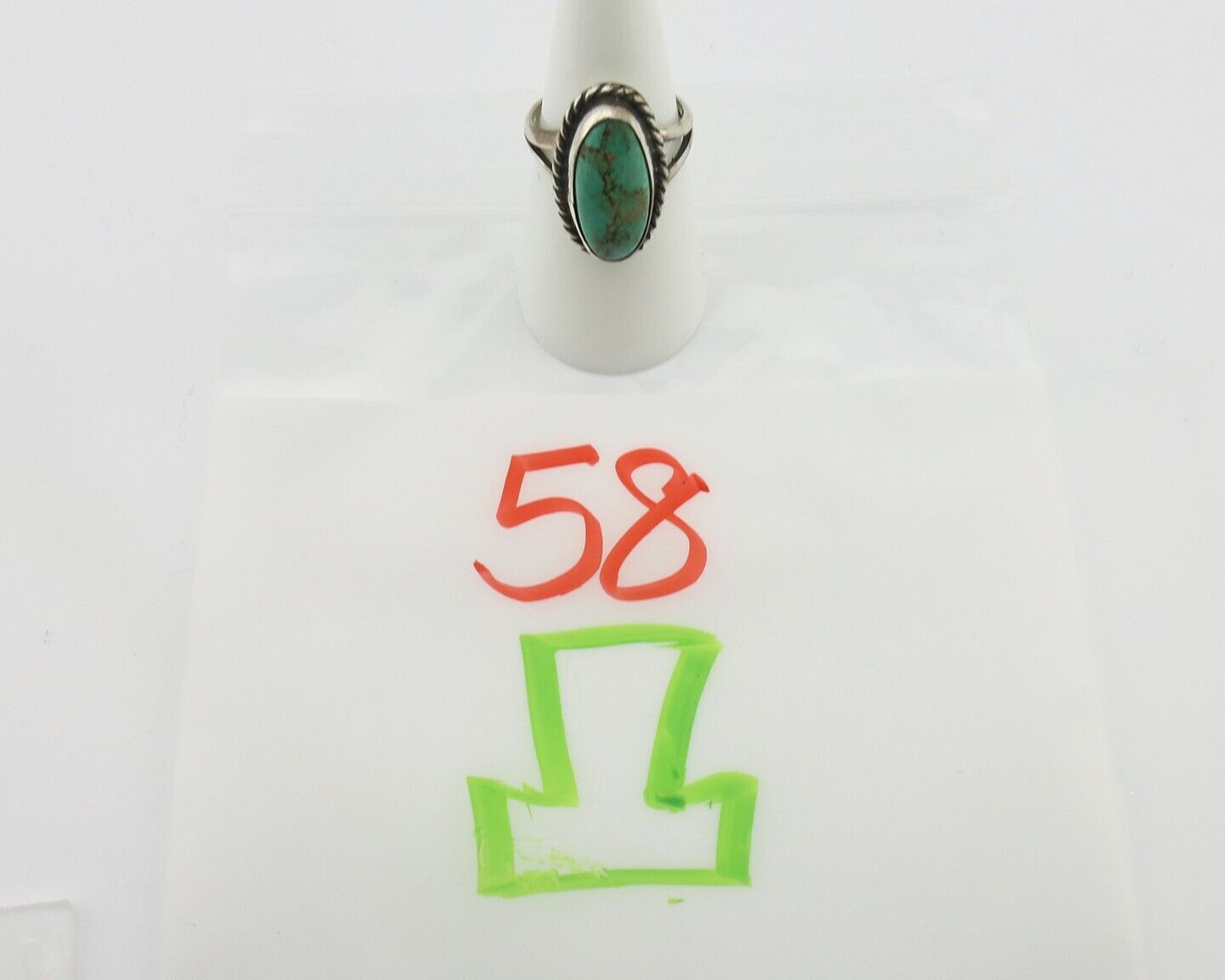 Navajo Ring 925 Silver Natural Blue Kingman Turquoise Native Artist C.80's