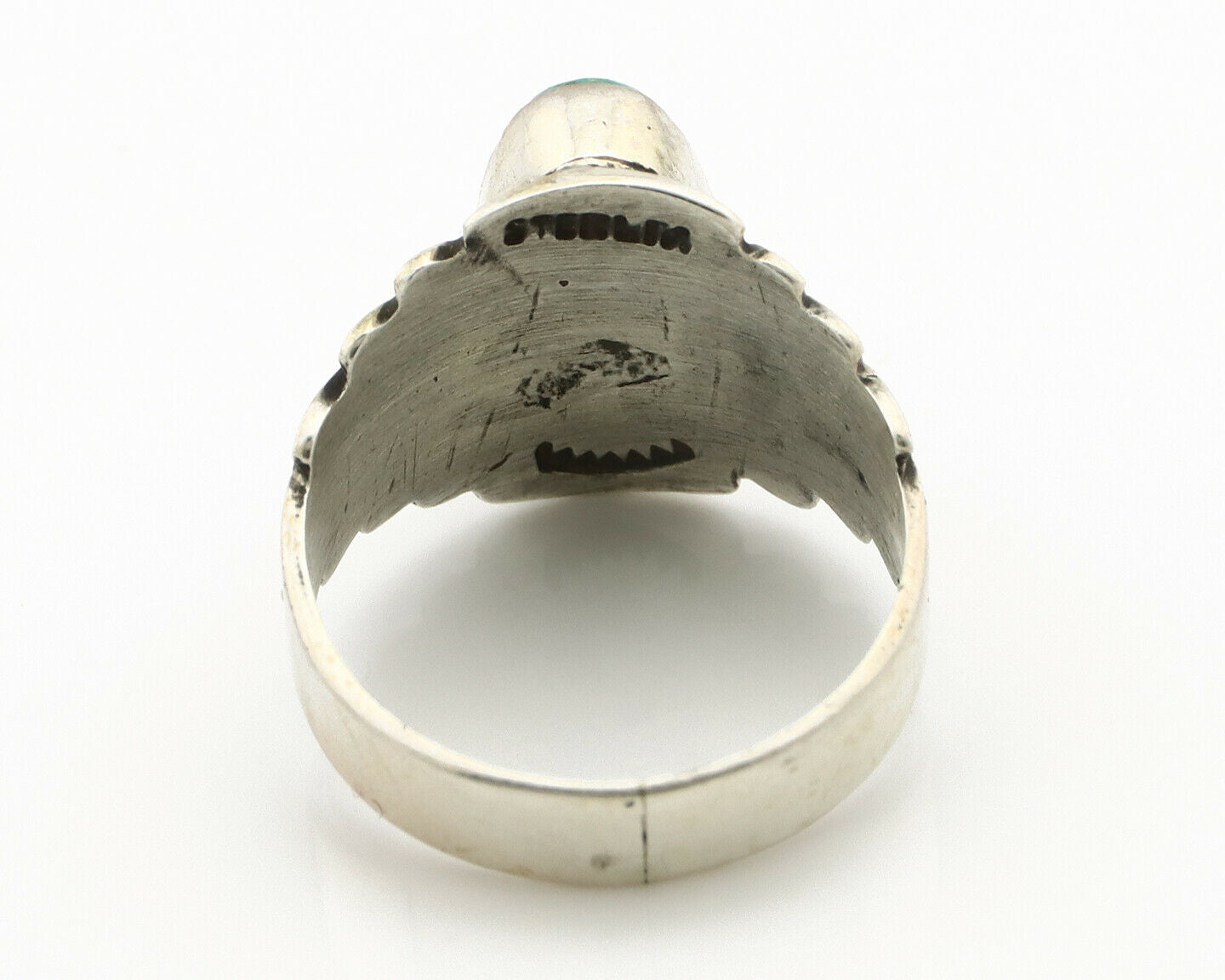 Navajo Ring .925 Silver Blue Green Arizona Turquoise Artist Signed Apache C.80's