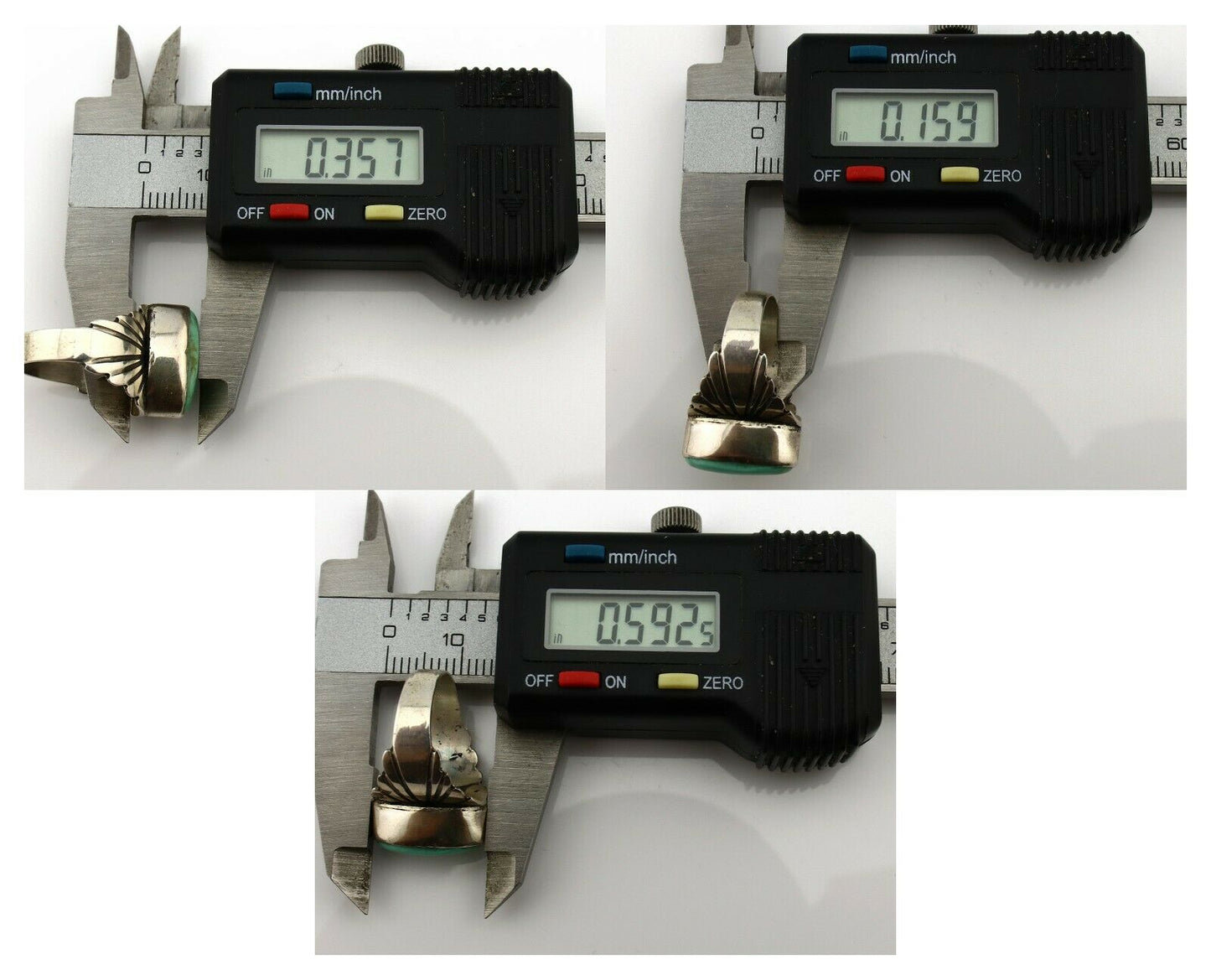 Navajo Ring .925 Silver Kingman Turquoise Artist Signed Apache C.80's