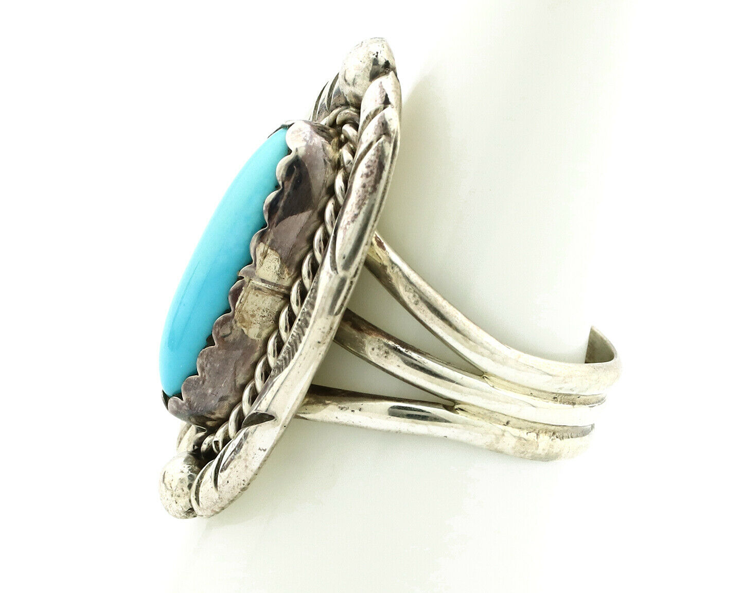 Navajo Ring .925 Silver Blue Turquoise Artist Signed V&N EDSITTY C.80's