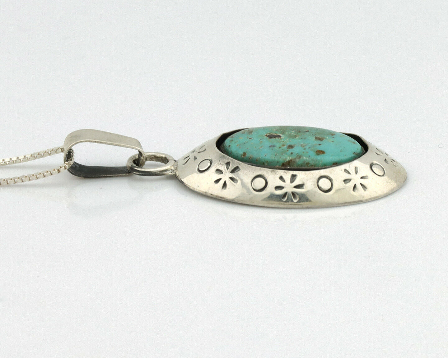 Navajo Pendant .925 Silver Kingman Turquoise Native American C.80's