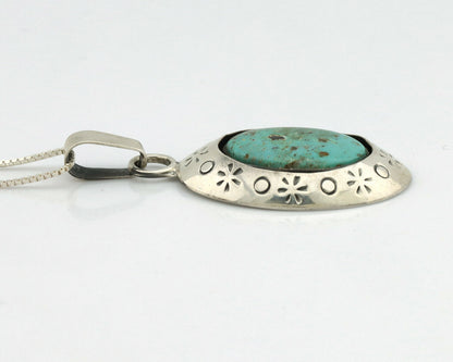 Navajo Pendant .925 Silver Kingman Turquoise Native American C.80's