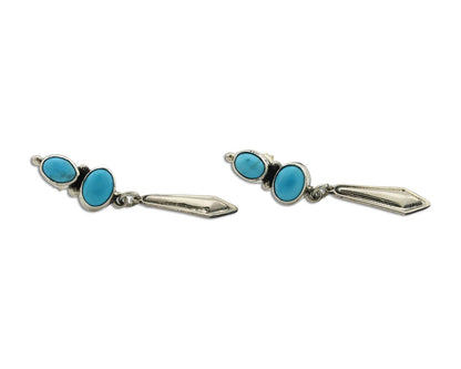 Navajo Earrings 925 Silver Natural Blue Turquoise Native American Earrings C80's