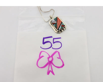 Navajo Pendant 925 Silver Natural Gemstone Artist Signed Doug Zachary C.80's