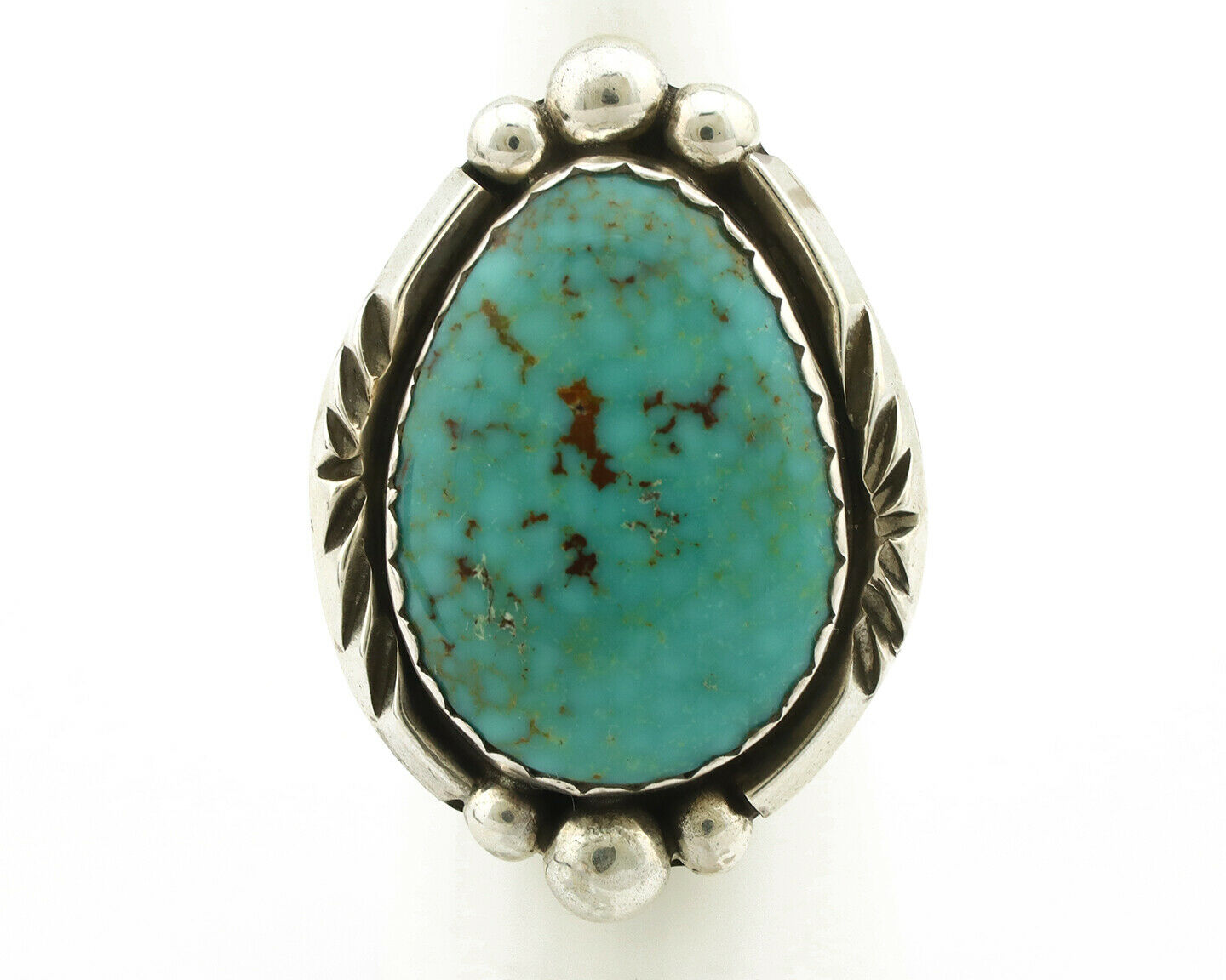 Navajo Ring .925 Silver Turquoise Mountain Native American Artist C.80's