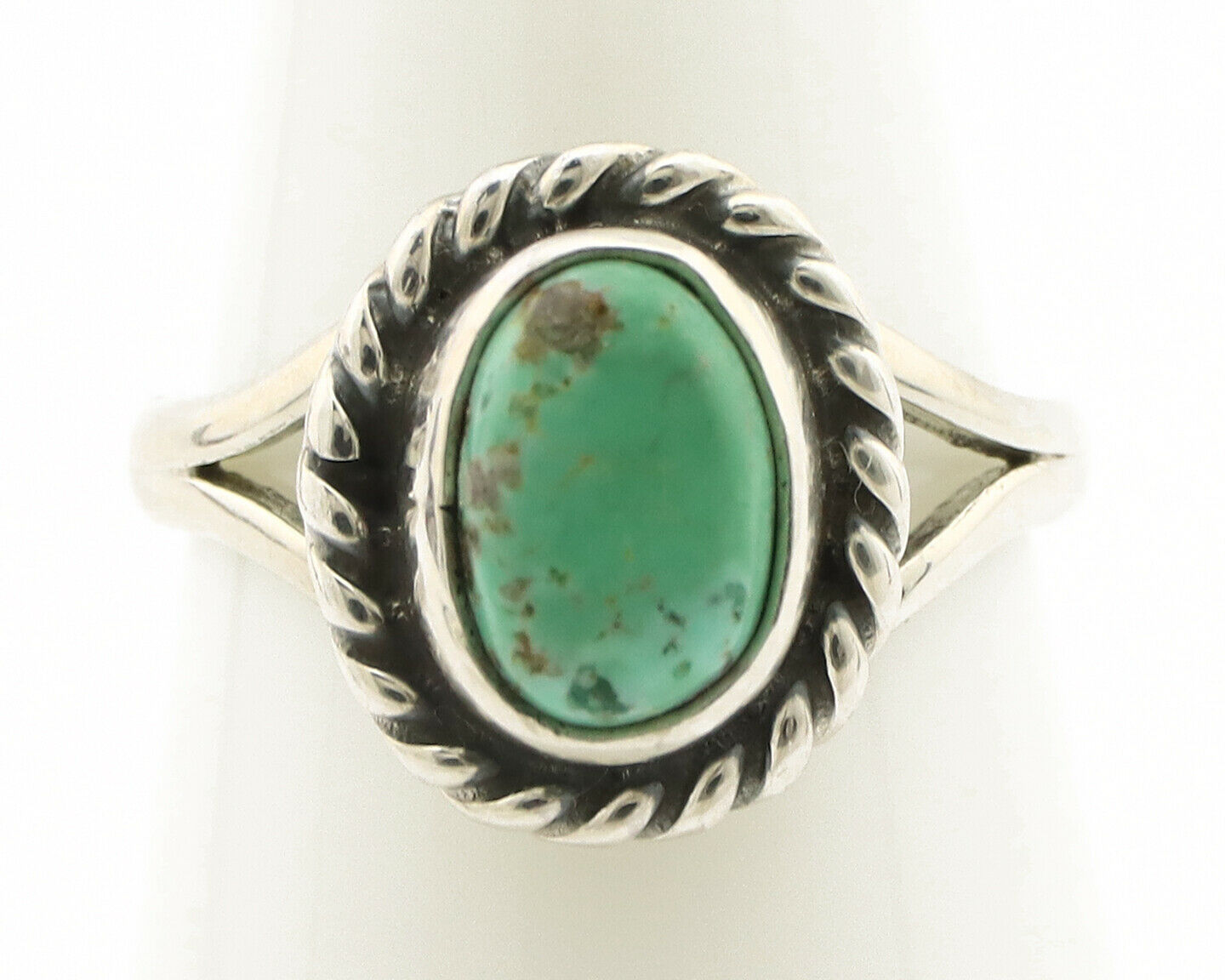 Navajo Ring .925 Silver Kingman Turquoise Artist Signed Gecko C.90's