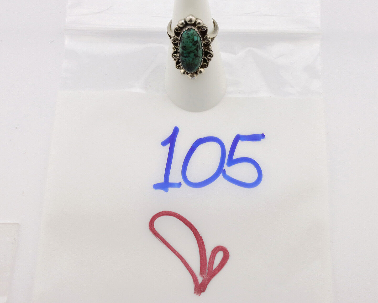 Navajo Ring .925 Silver Spiderweb Turquoise Artist Signed TALHAT C.80's