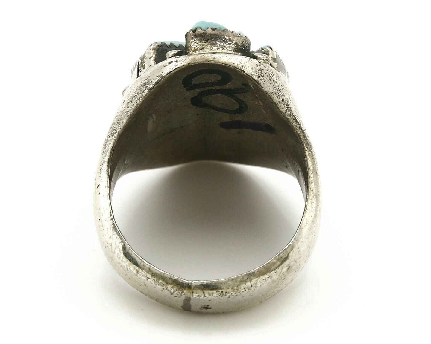 ZUNI Ring .925 SOLID Silver Sleeping Beauty Turquoise LEEKITY C.1980's