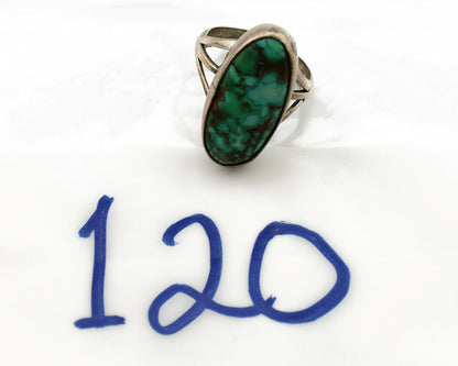 Navajo Ring .925 Silver Spiderweb Turquoise Native American Artist C80s