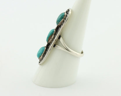 Navajo Ring .925 Silver Natural Blue Turquoise Native American Artist C.80's