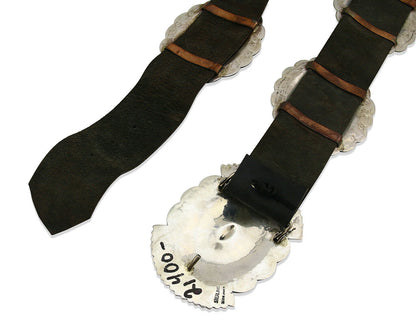 Navajo Concho Belt .925 Silver Hand Stamped Artist Susie James C.80's