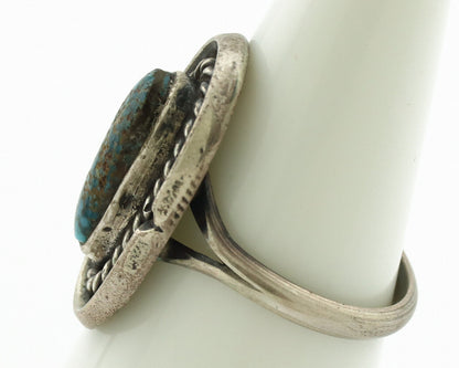 Navajo Ring .925 Silver Spiderweb Turquoise Native Artist C.80's