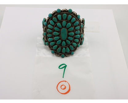 Navajo Link Bracelet .925 Silver Natural Blue Turquoise Artist Robert Gene C80s