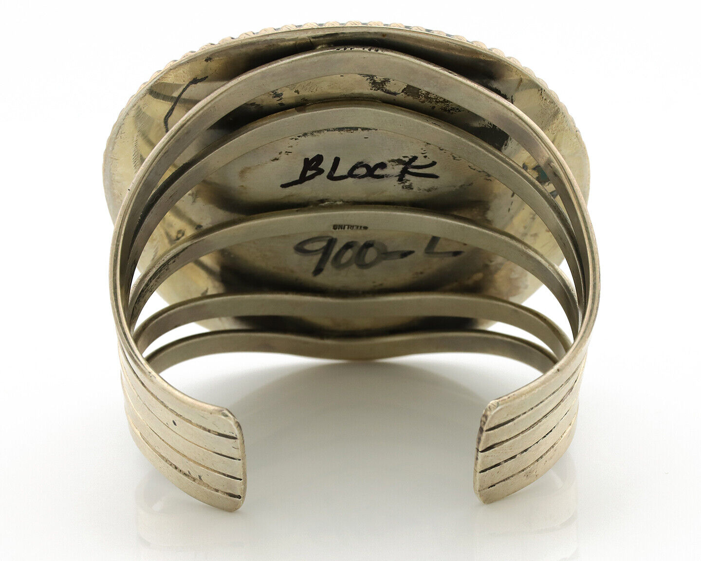 Women's Navajo .925 Silver Block Turquoise Native American Artist C.80's