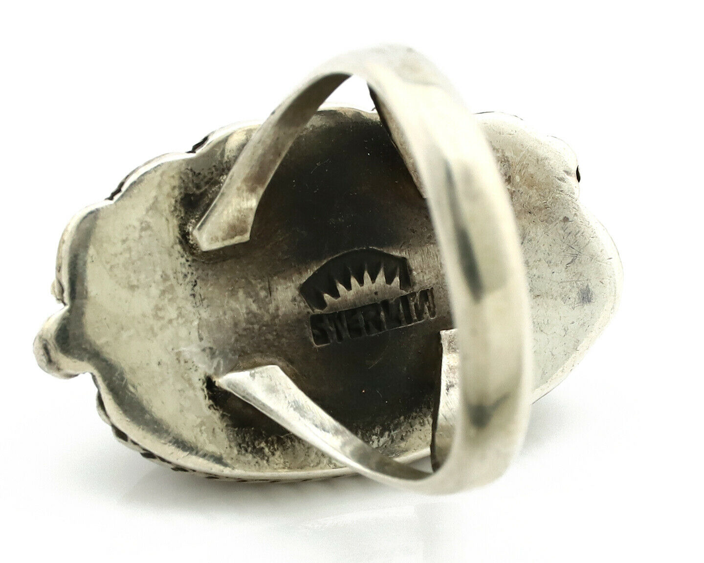 Navajo Ring .925 Silver Manassas Turquoise Signed Artist Apache C.80's