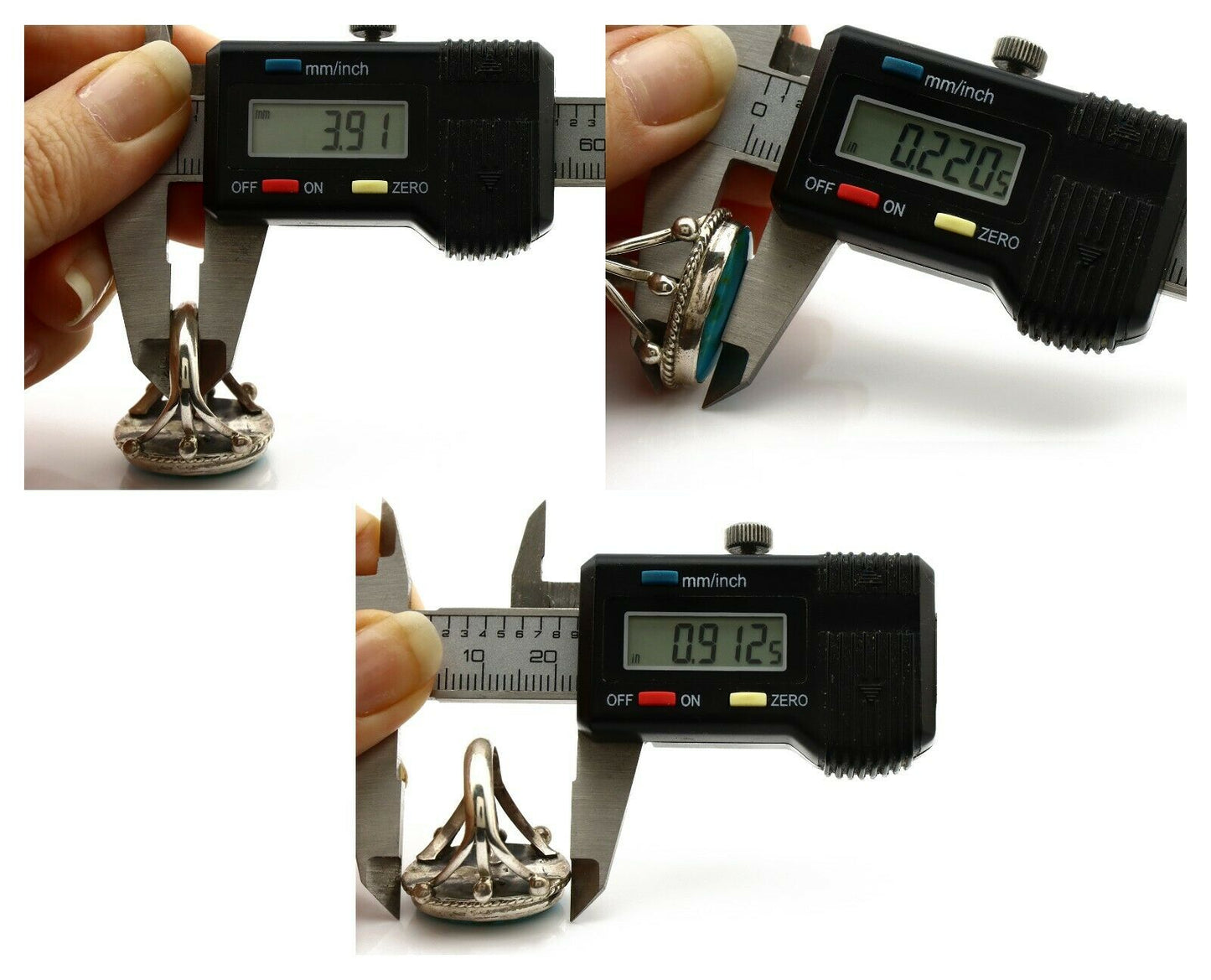 Navajo Ring .925 Silver Blue Southwest Turquoise Native American Artist C80s