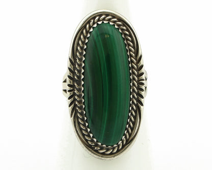 Navajo Ring 925 Silver Natural Green Malachite Signed William Denetdale C.80's