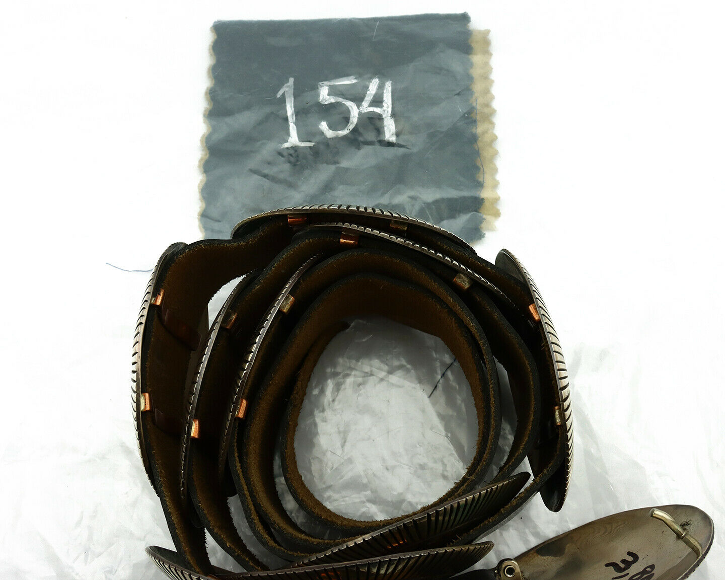 Navajo Concho Belt .925 Silver Hand Stamped Artist Signed LM C.80's