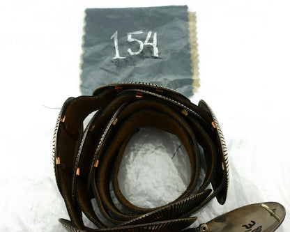 Navajo Concho Belt .925 Silver Hand Stamped Artist Signed LM C.80's