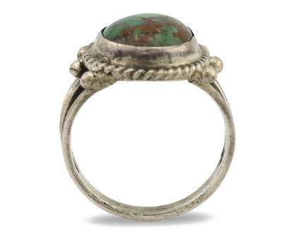Navajo Ring .925 Silver Green Turquoise Native American Artist C.1980's