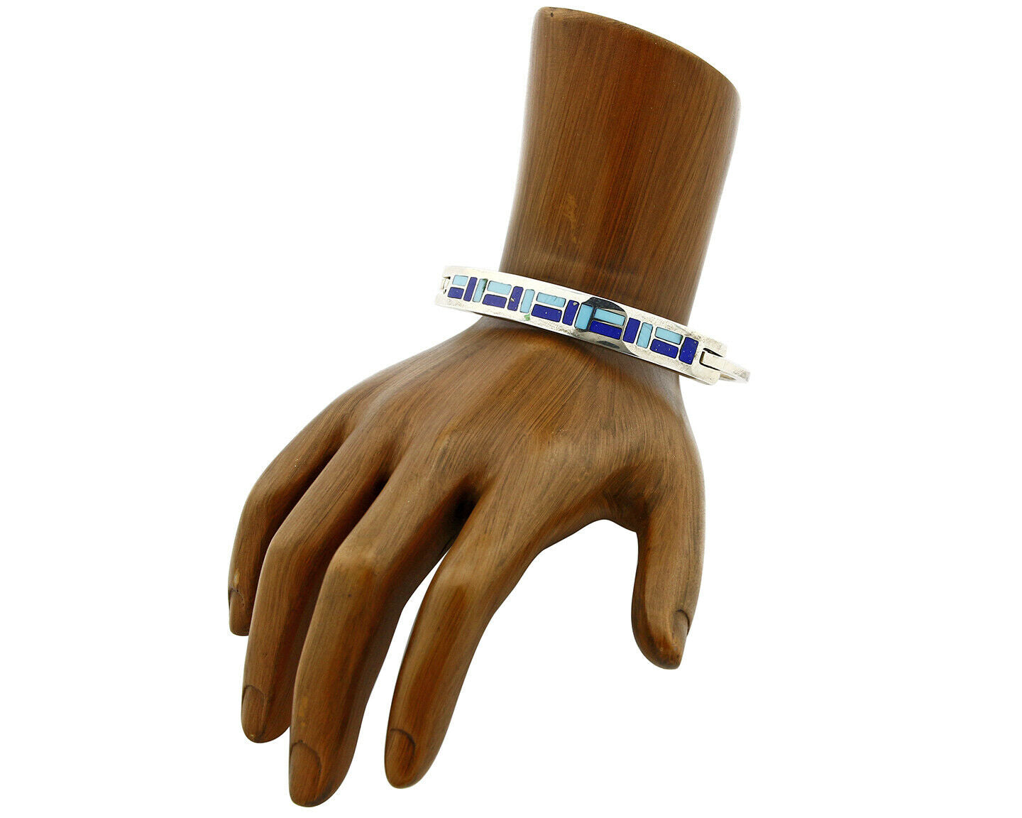 Vtg Navajo Signed ED. B Handmade Inlaid .925 Silver Bracelet