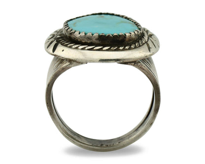 Navajo Ring .925 Silver Blue Turquoise Artist Signed JMC C.80's