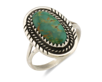 Navajo Ring .925 Silver Turquoise Mountain Native American Artist C.1980's